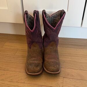 Dan Post Girls Brown & Purple Western Cowboy Boots
